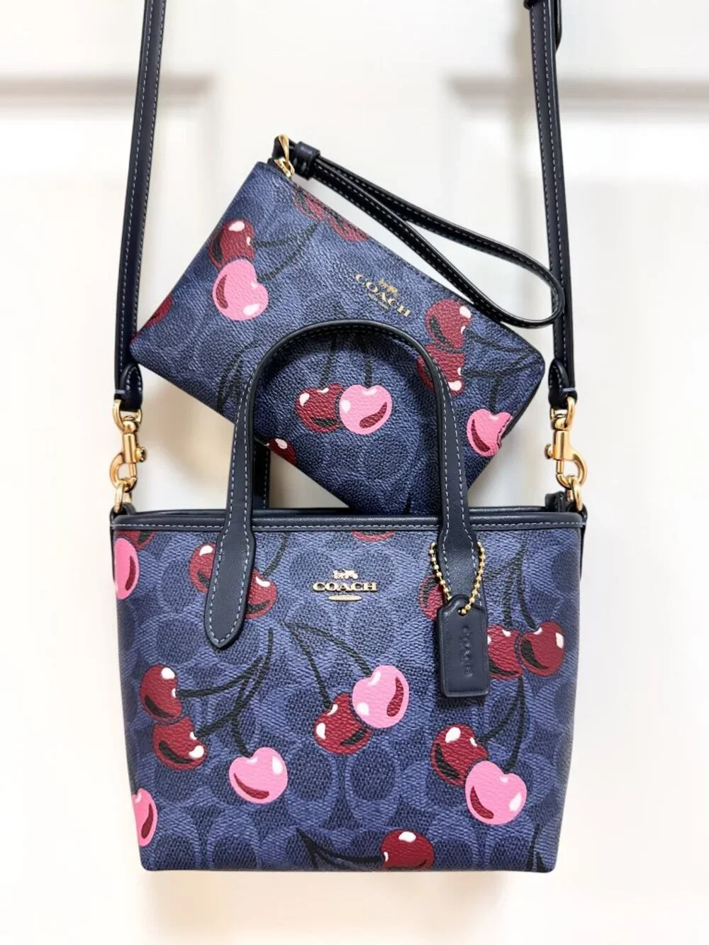 Coach City Mini Tote & Coin Purse Set Cherry Print